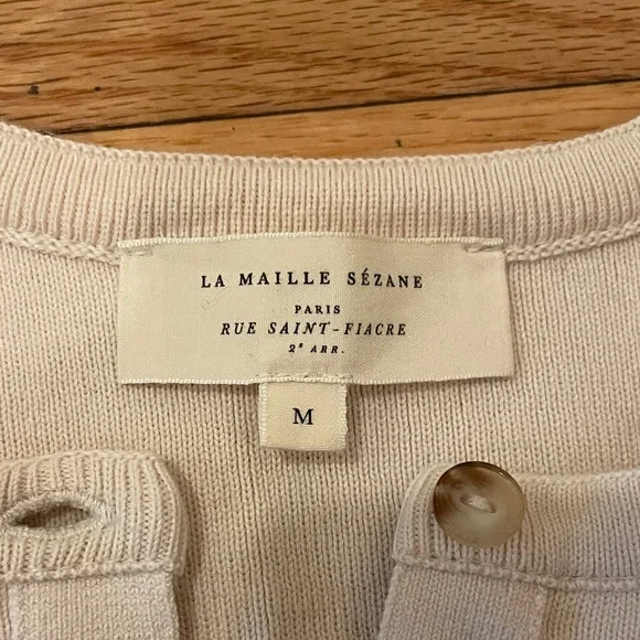 Sezane Alexis Striped Long Sleeve 100% Cotton Henley sweater size M - Picture 4 of 8